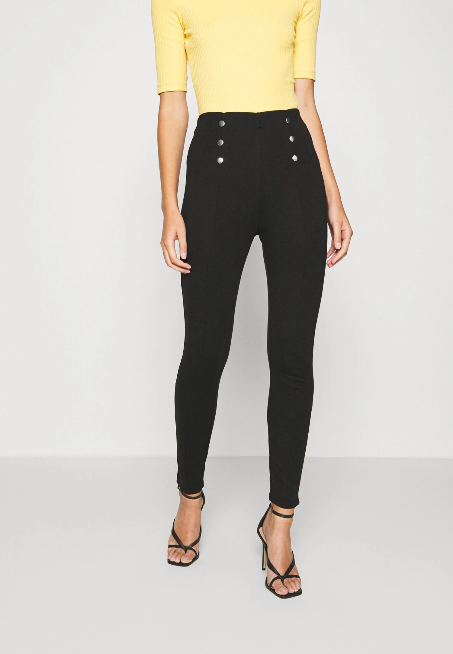 Anna Field Punto Leggings With Button Detail - Legging - Black 3 Anna Field Punto Leggings With Button Detail - Legging - Black