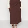 Curvy Textured Sarong Midi Skirt - Jupe Portefeuille - Brown 2 Curvy Textured Sarong Midi Skirt - Jupe Portefeuille - Brown -Anna Field 95c6d4373d704528821c7d350019a755