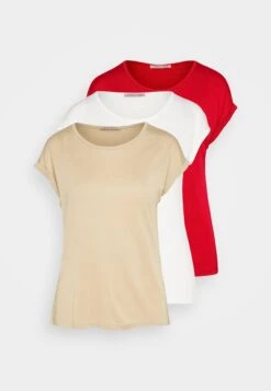 Anna Field 3 Pack - T-Shirt Basique - Beige/Off-White/Red -Anna Field aedc07226f6b43aab232c16e6322bb39