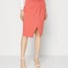 Anna Field Front Knot Midi Skirt - Jupe Crayon - Red -Anna Field b8da11cd04e64f39b52edca1d7be0401