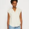 Anna Field Linen-Mix Shirt - T-Shirt Imprimé - Beige -Anna Field ddbac9f019ef49979fc103348580286d
