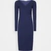 Anna Field V Ausschnitt Bodycon Midi Strickkleid - Robe Fourreau - Dark Blue -Anna Field ed11e698775342b484610be5fd9d769f